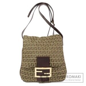 Fendi Zucchino Shoulder Bag Canvas Leather
